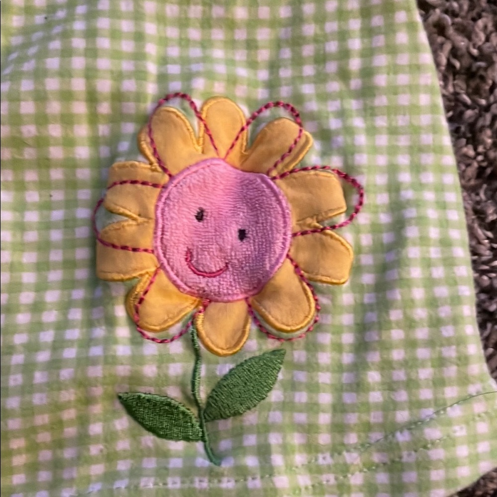 Child of Mine Green Gingham Baby Dress with Flower - Picture 4 of 10